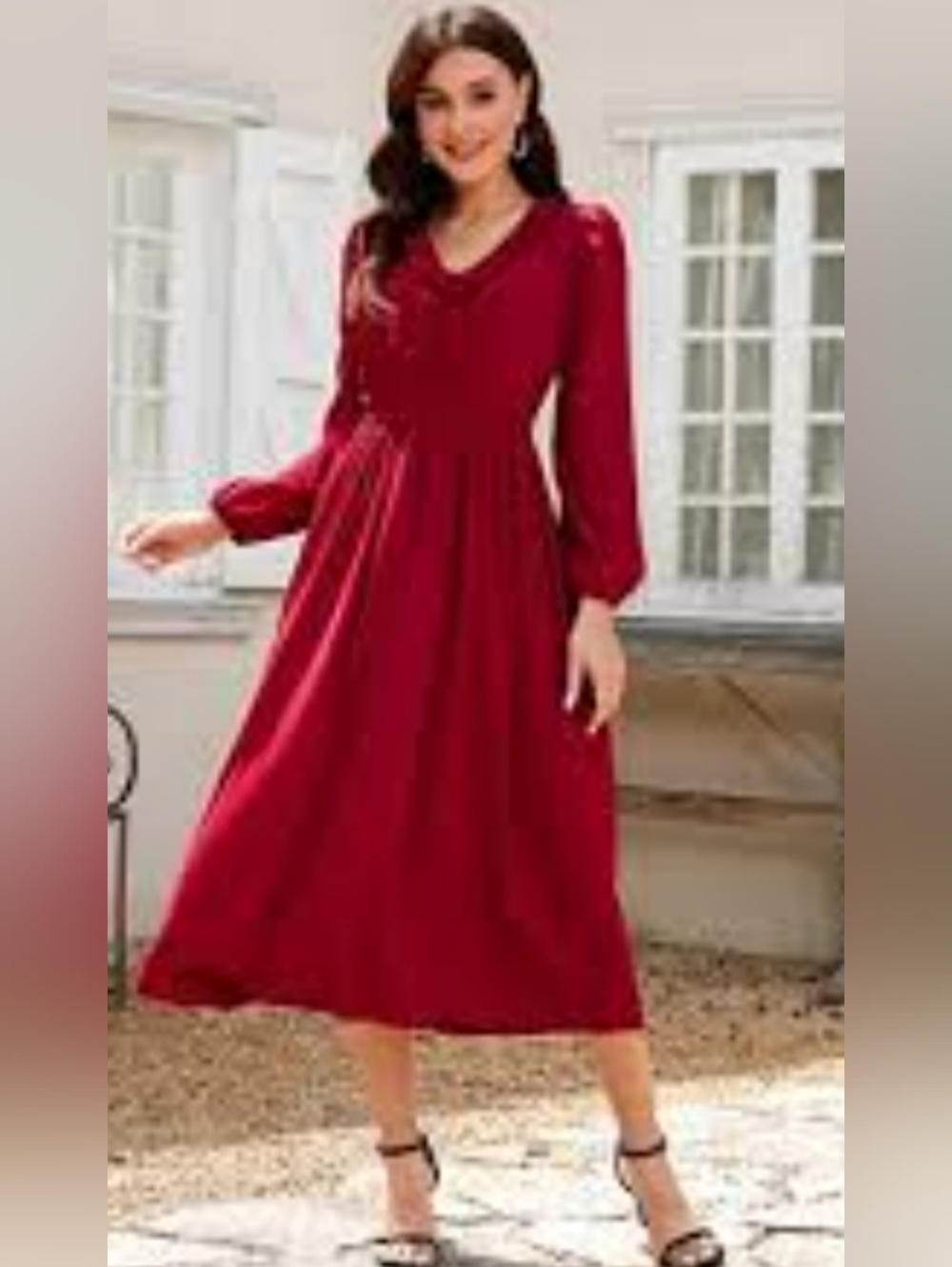 Isabel Maternity by Ingrid & Isabel Long Sleeve Dress in Rich Burgundy